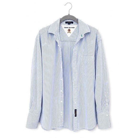 Tommy Hilfiger Other - Vintage Tommy Hilfiger Blue White Stripe Button Down Shirt 100% Cotton